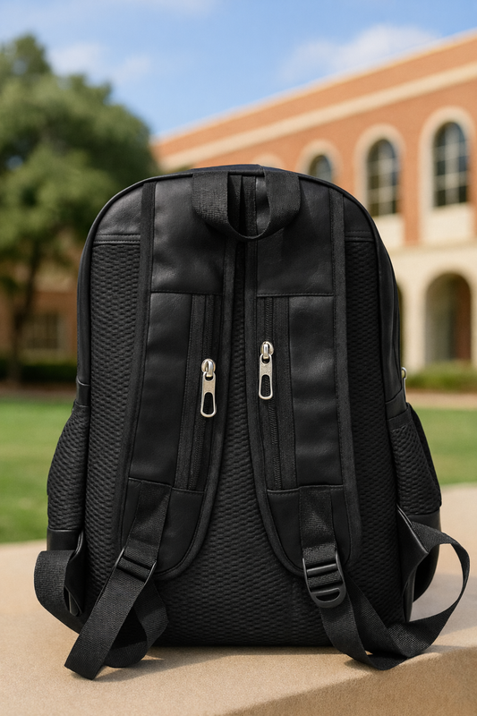Bagify Leather Laptop Backpack - Black