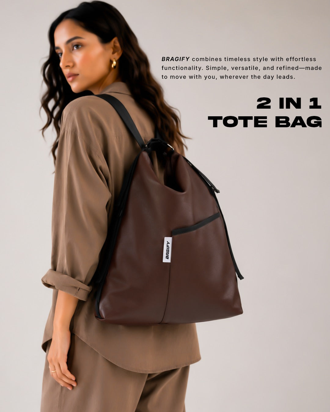 Everyday Tote Backpack - Coffee Brown
