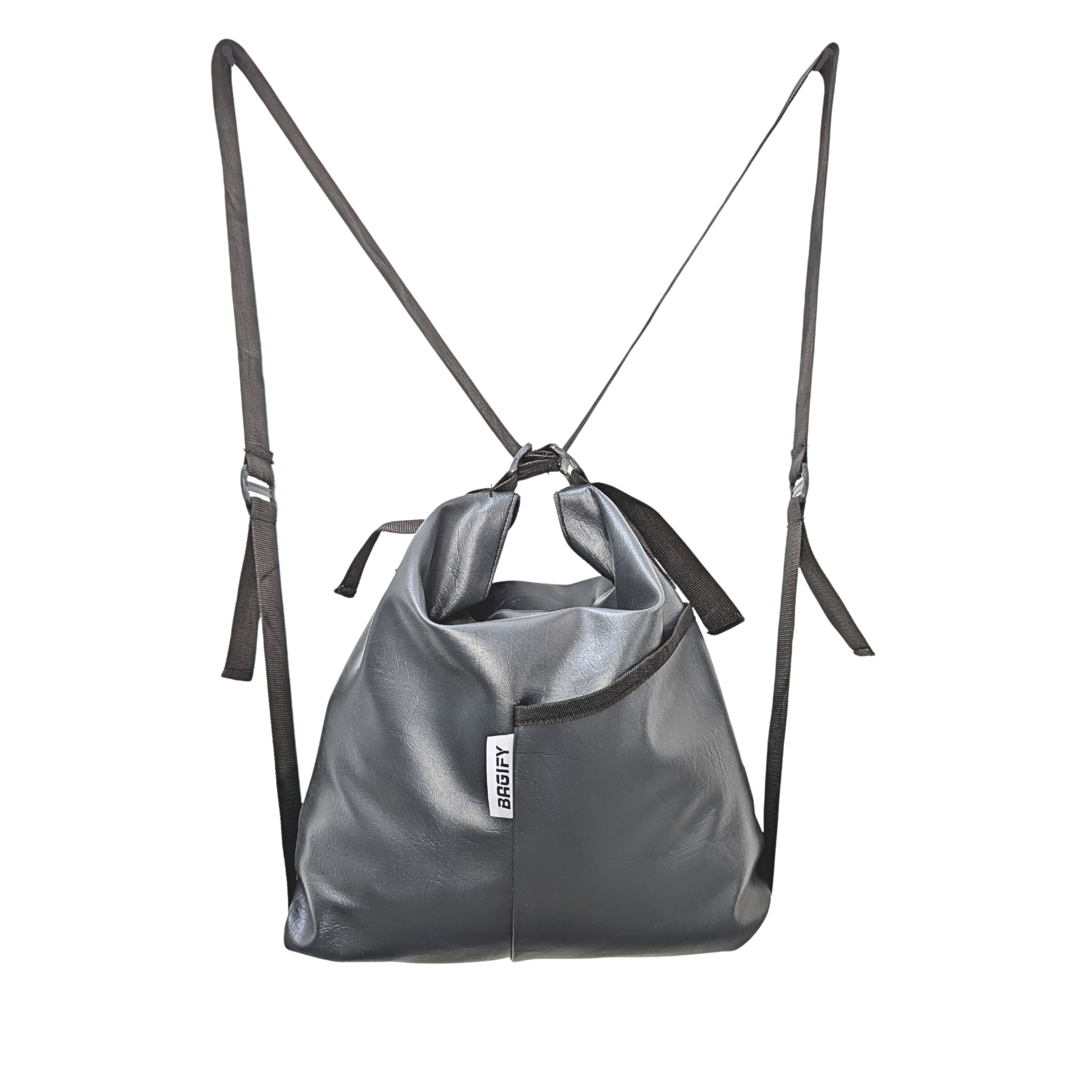 THE EVERY DAY BAG - LEATHER BLACK GREY