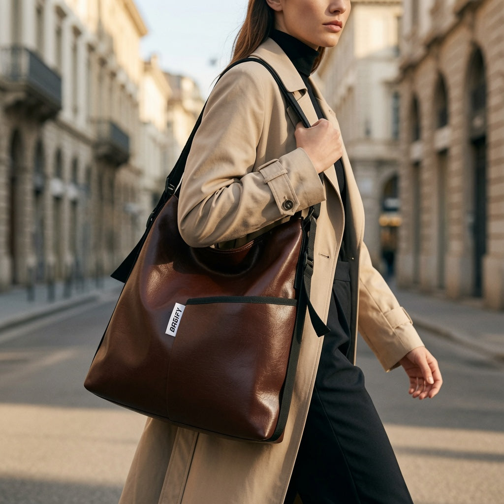 Everyday 2 in 1 Tote Backpack - Leather Coffee Brown