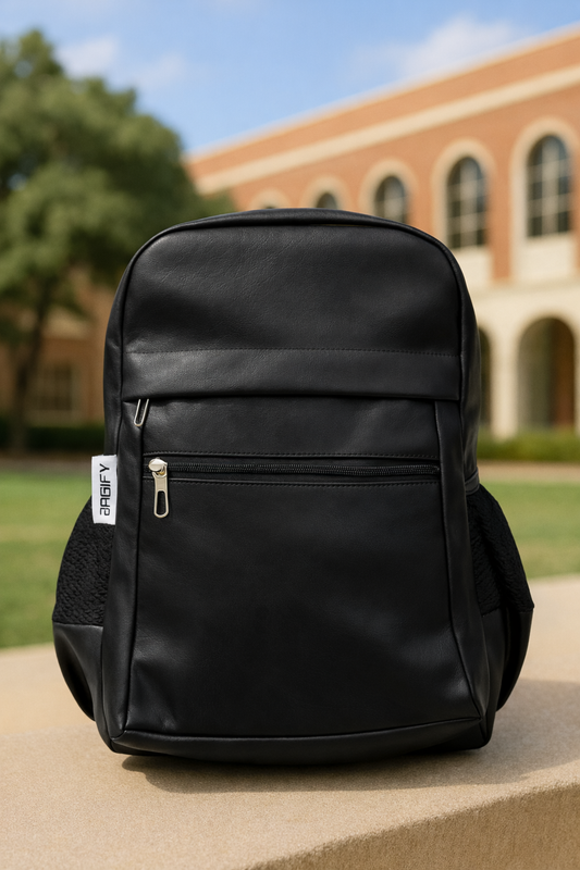 Bagify Leather Laptop Backpack - Black