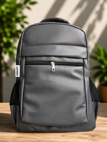 Bagify Leather Laptop Backpack - White Grey
