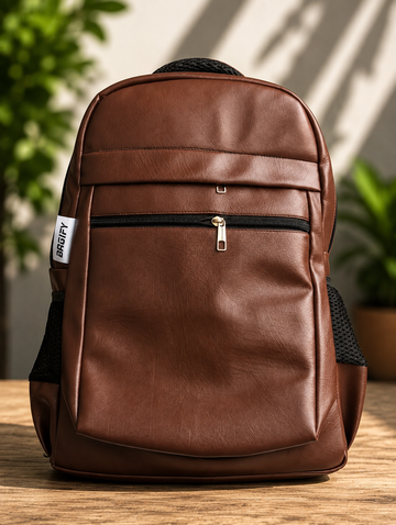 Bagify Leather Laptop Backpack - Coffee Brown