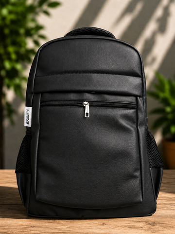 Bagify Leather Laptop Backpack - Black