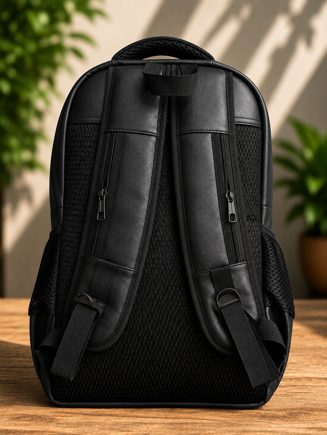 Bagify Leather Laptop Backpack - Black