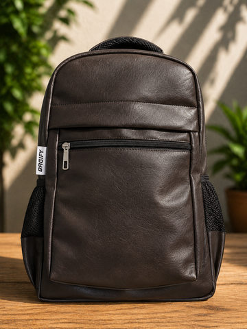 Bagify Leather Laptop Backpack - Brownish