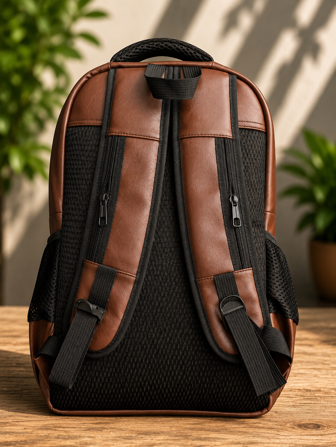 Bagify Leather Laptop Backpack - Coffee Brown