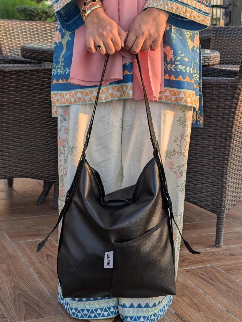 Everyday Tote Backpack - Leather Black