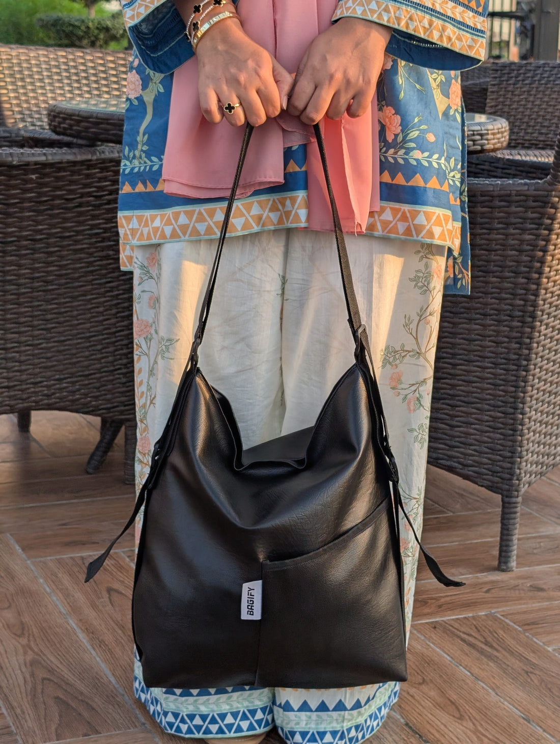 Classic Contrast – Convertible Tote & Backpack Set | 2-in-1 Bags