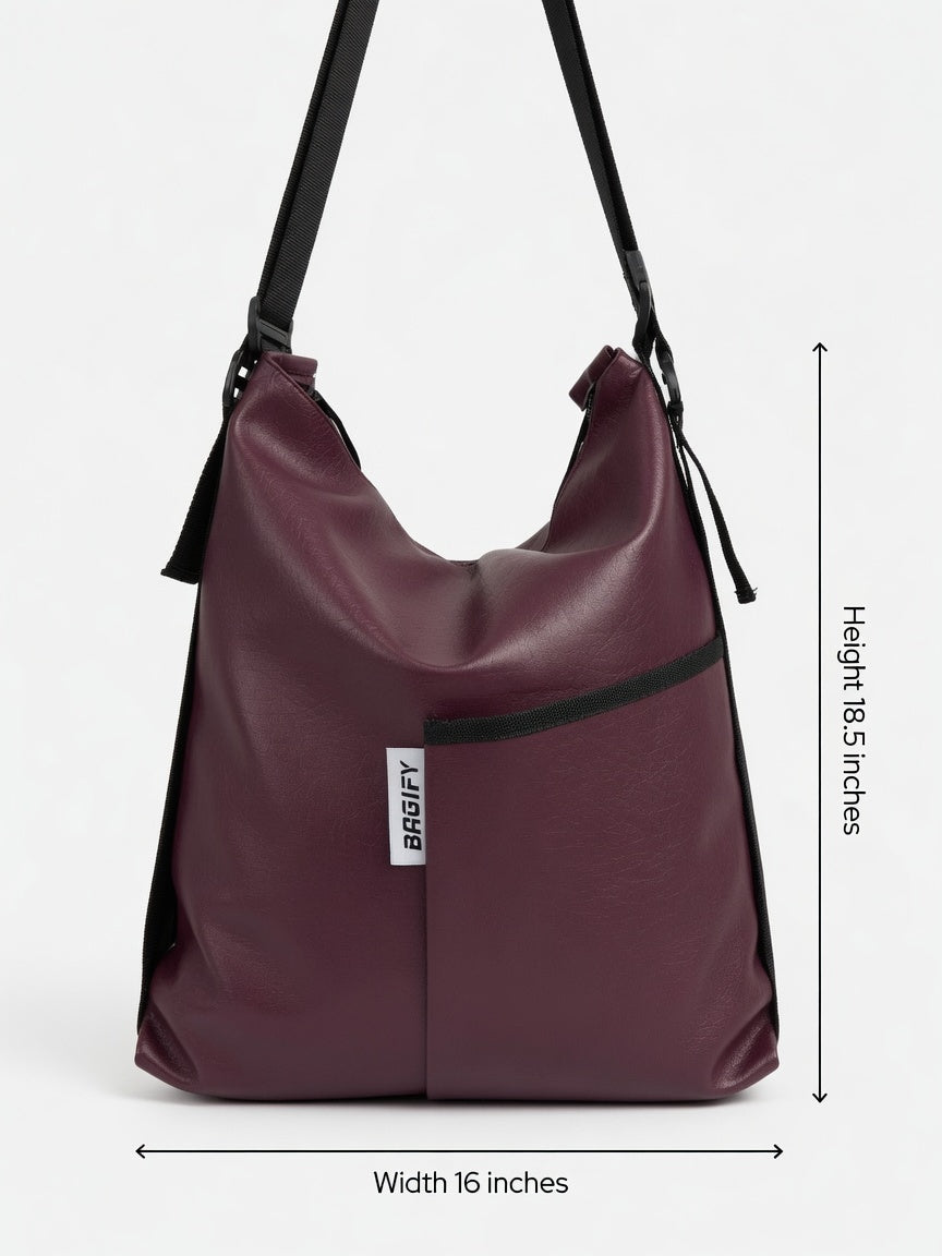 Everyday 2in 1 Tote Backpack -  Leather Burgundy