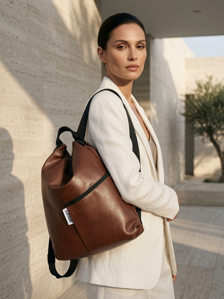 Everyday 2 in 1 Tote Backpack - Leather Brown Double Shade
